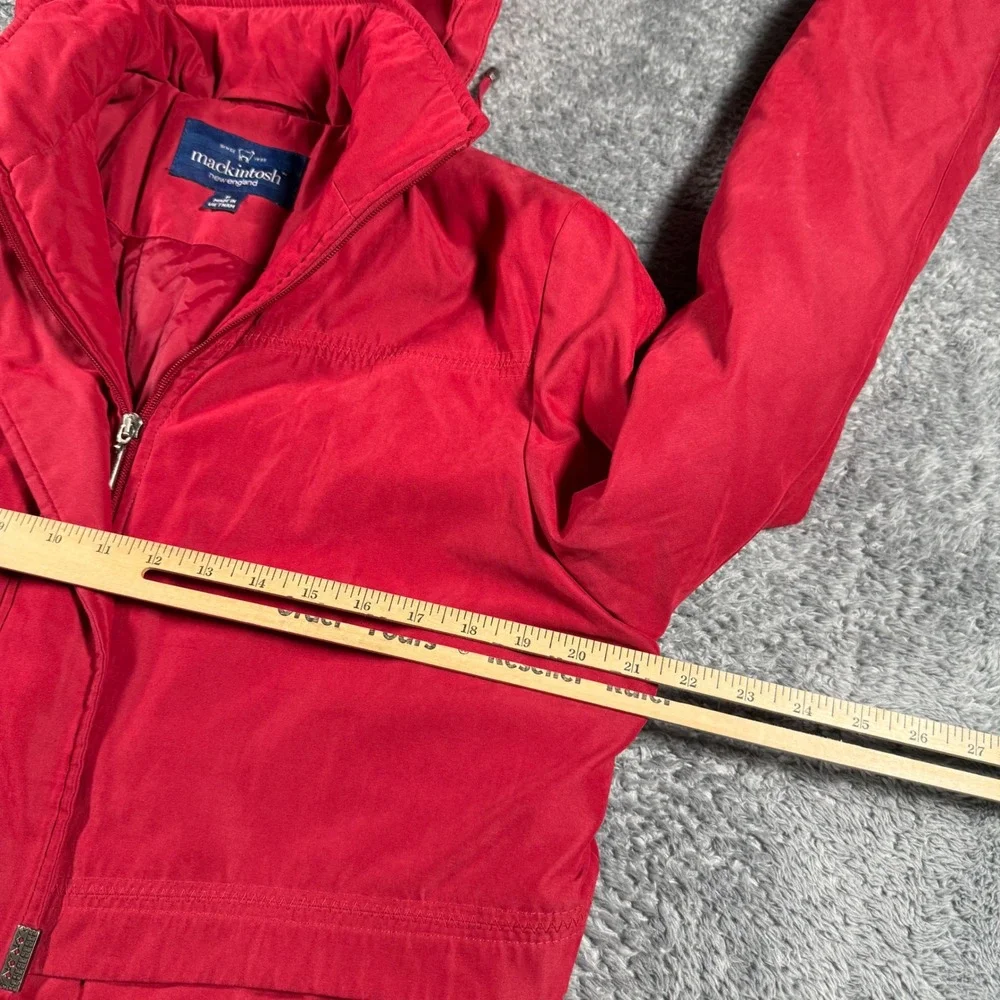 VTG Mackintosh New England Parka Jacket‎ Womens Medium Red Hooded Quilted Lining